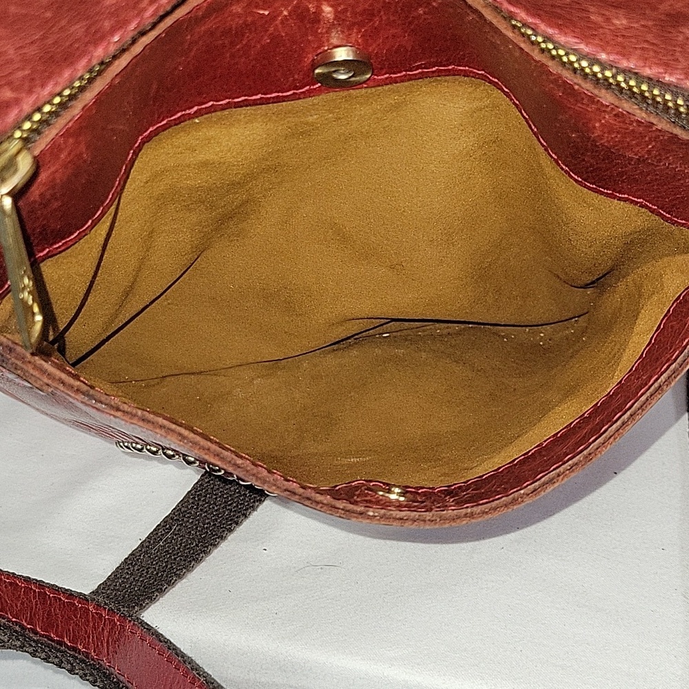Patricia Nash Red Leather Crossbody Bag with Embossed Medallion - Red - Picture 9 of 14